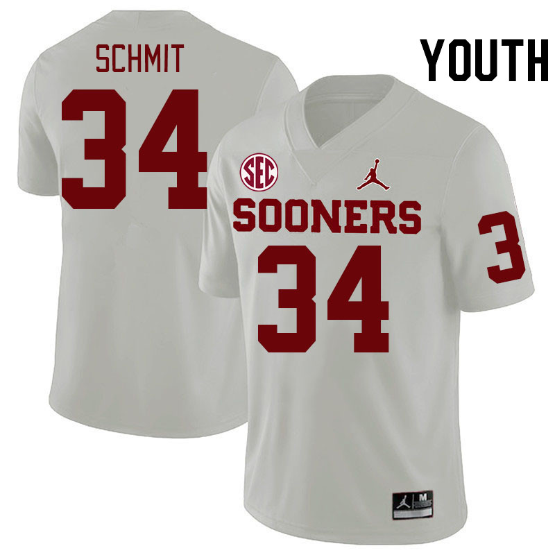 Youth #34 Zach Schmit Oklahoma Sooners 2024 SEC Conference College Football Jerseys-White